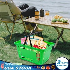12 Pcs Green Shopping Baskets 28 L Store Baskets with Handles Retail Baskets