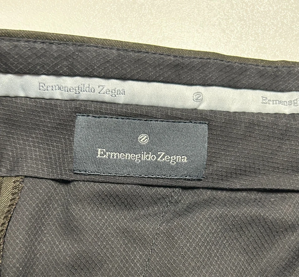 Мужские коричневые шерстяные плиссированные деловые брюки/брюки ERMENEGILDO ZEGNA 32x30 - Изображение 4 из 4