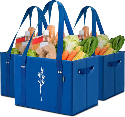Green Bulldog Reusable Grocery Bags - Heavy Duty Reusable Shopping Tote Bags W/L