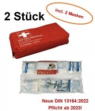 2x Erste Hilfe KFZ Auto Verbandkasten Verbandstasche ROT DIN 13164 bis 2030 NEU