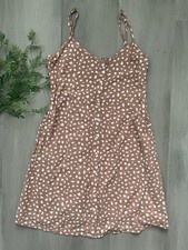 Aerie Women’s Brown Button Front Adjustable Spaghetti Strap Smocked Dress Size S