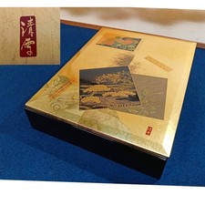 Japanese Lacquer Letter Document Box 11.61inch Gold Floral Calligraphy Tool