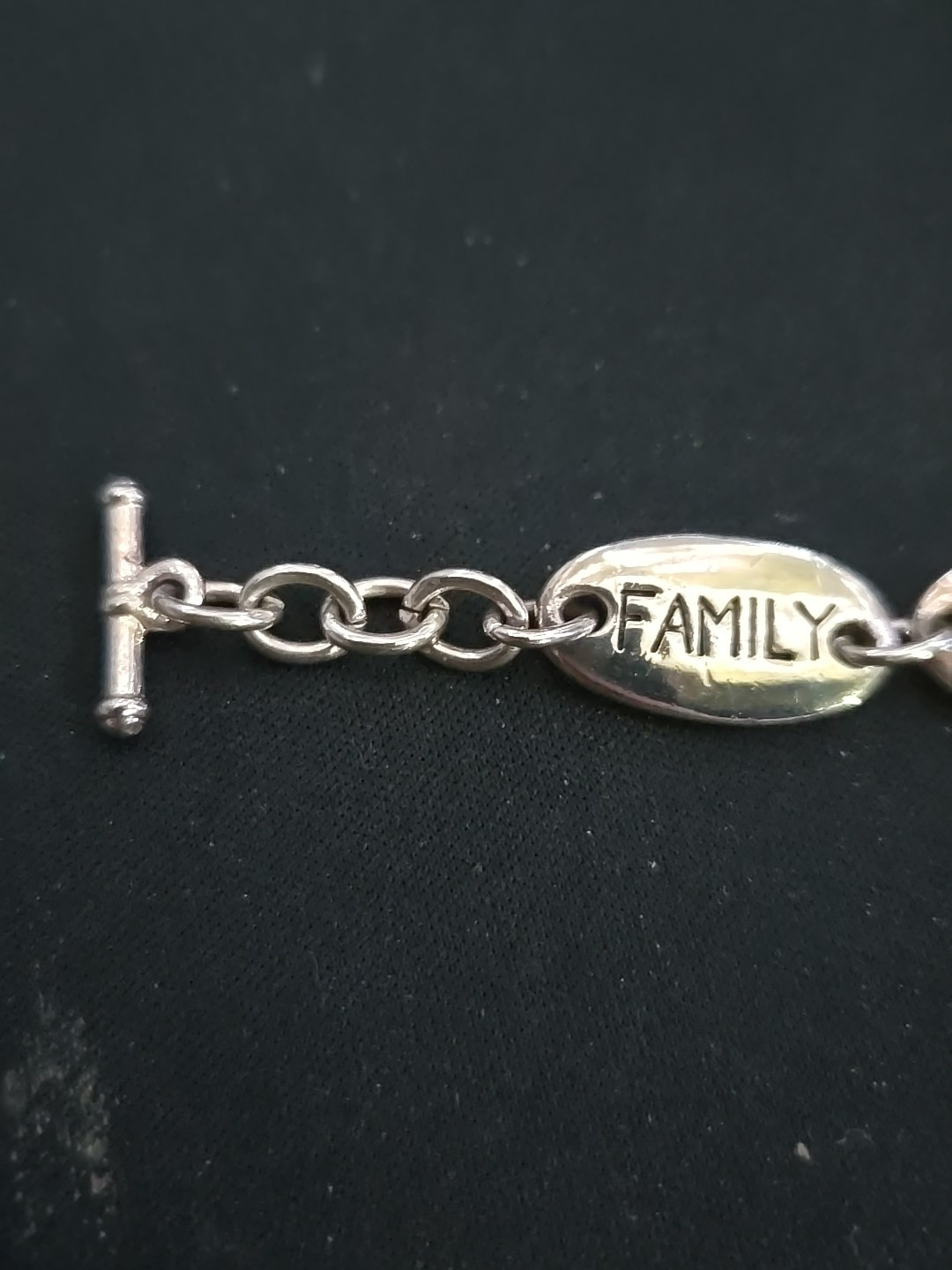 Vtg Silver Bracelet Love Family Hope Trust Joy Truth Charity Link Toggle .925