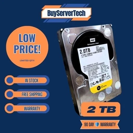 WD2000FYYZ Western Digital 2TB 7.2K RPM 6Gb/s 3.5" SATA SERVER HDD Hard Drive - Image 2 of 2