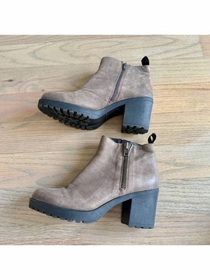 Vagabond Shoemakers Women's Grey Taupe Leather Block Heel Ankle Boots