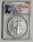 2008-W ANACS SP70 "Annual Dollar Set" BURNISHED AMERICAN SILVER EAGLE COIN