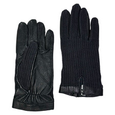 Mens Driving Gloves Black Deerskin Leather  Woven Knit Luxury Size XL Romania