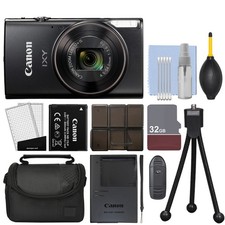 Canon IXY 650 M / ELPH 360 A 20.2MP Digital Camera 12x Zoom Black 32GB Kit