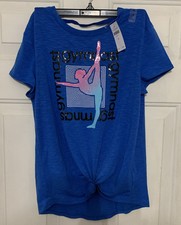 Justice Active Girls Gymnastic Shirt. Blue. Size 14