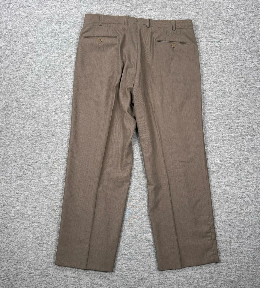 Pantalones de vestir Ermenegildo Zegna para hombre 36x27 beige lana recto hecho en la ciudad de Portugal Foto 2 de 4
