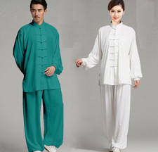 Unisex Cotton Blend Tai Chi Suit Morning Exercise Uniform Kung Fu Clothing Suit