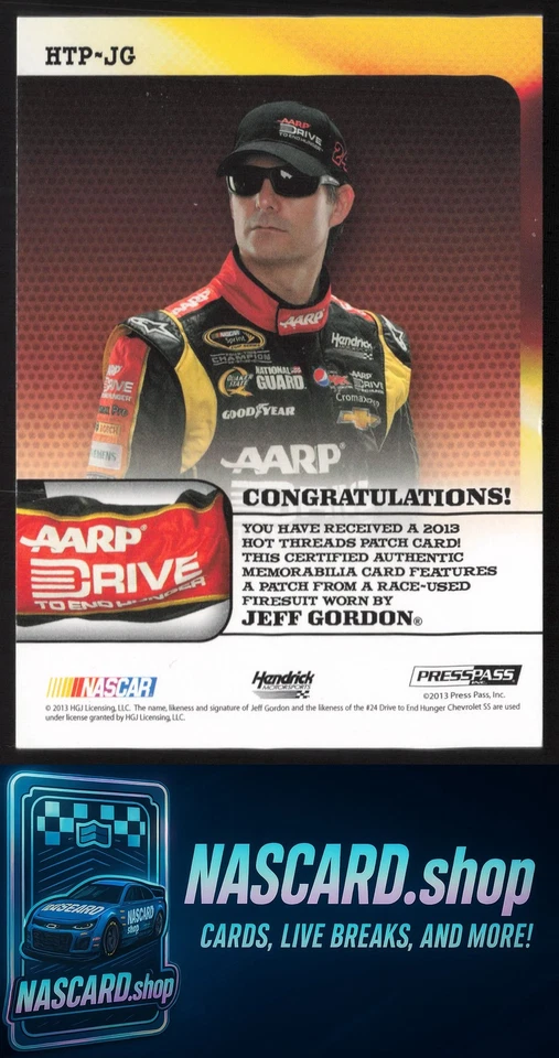 2013 Press Pass Ignite #HTP-JG Jeff Gordon Hot Threads Patch #/20 - Image 2 of 2