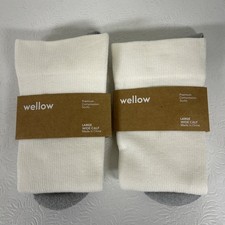 WELLOW Bamboo Blend Compression Socks Knee High 2 Pk  LARGE 18-25 mmHg White