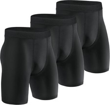 3 Pack Compression Shorts Men Quick Dry Black Performance Athletic Shorts-L