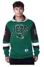 Starter New York Jets Men's Team Logo End Zone Pullover Hoody Sweatshirt