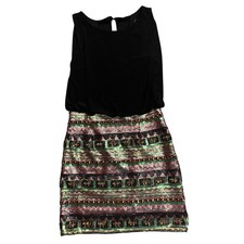 Betsy Adam Sequin Cocktail Dress Size 6 Black Sleeveless Party Mini