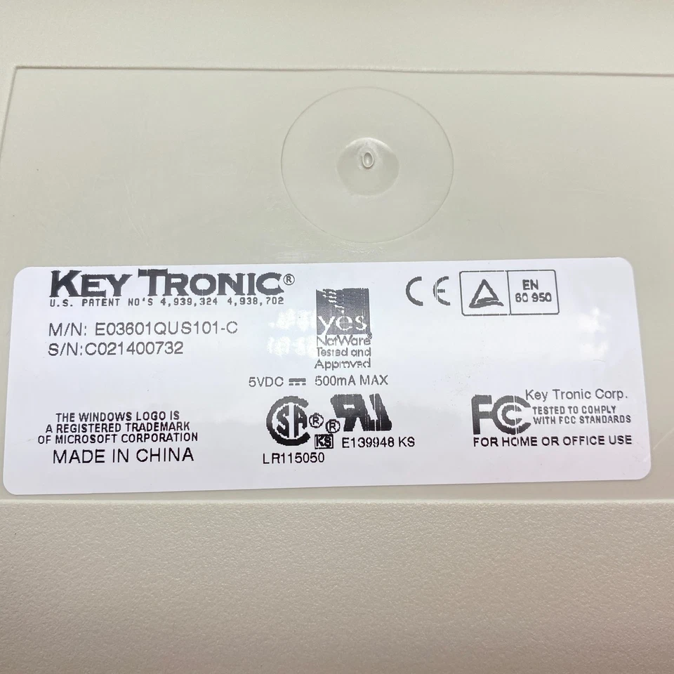 KEYTRONIC E03601QUS101-C VINTAGE 5 PIN DIN/AT MECHANICAL KEYBOARD W/ COVER - NEW - Image 2 of 4