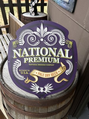 National Brewing Company National Premium Pale Dry Beer Metal Tin Tacker Sign