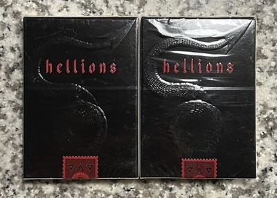 Hellions V1 Black Playing Cards 2-Deck SEALED Madison Legacy COA Ellusionist