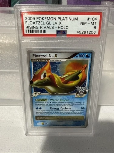 2009 POKEMON PLATINUM RISING RIVALS FLOATZEL GL LV.X #104 PSA 8