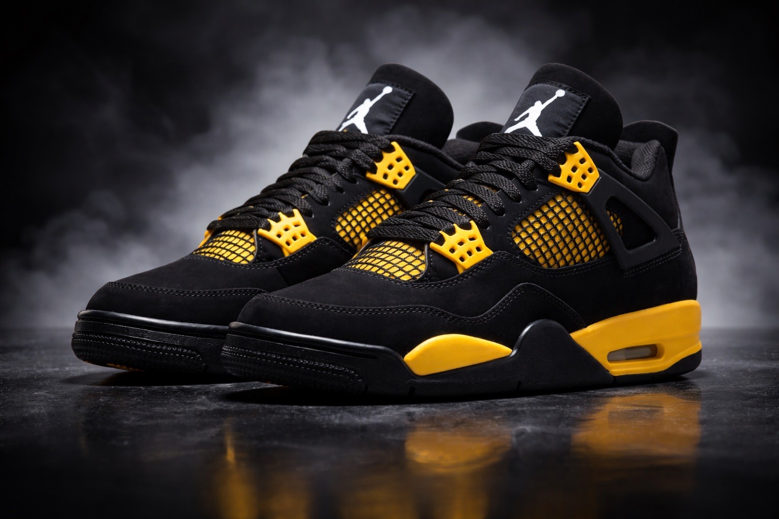 Jordan 4 Thunder Retro Nike Air EU 42 US 8,5 UK 7,5 amarillo amarillo zapatos NUEVO