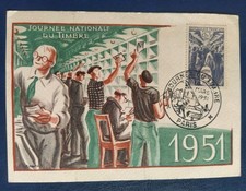 Carte Premier Jour Journée Du Timbre 1951 Paris Timbre N° 879