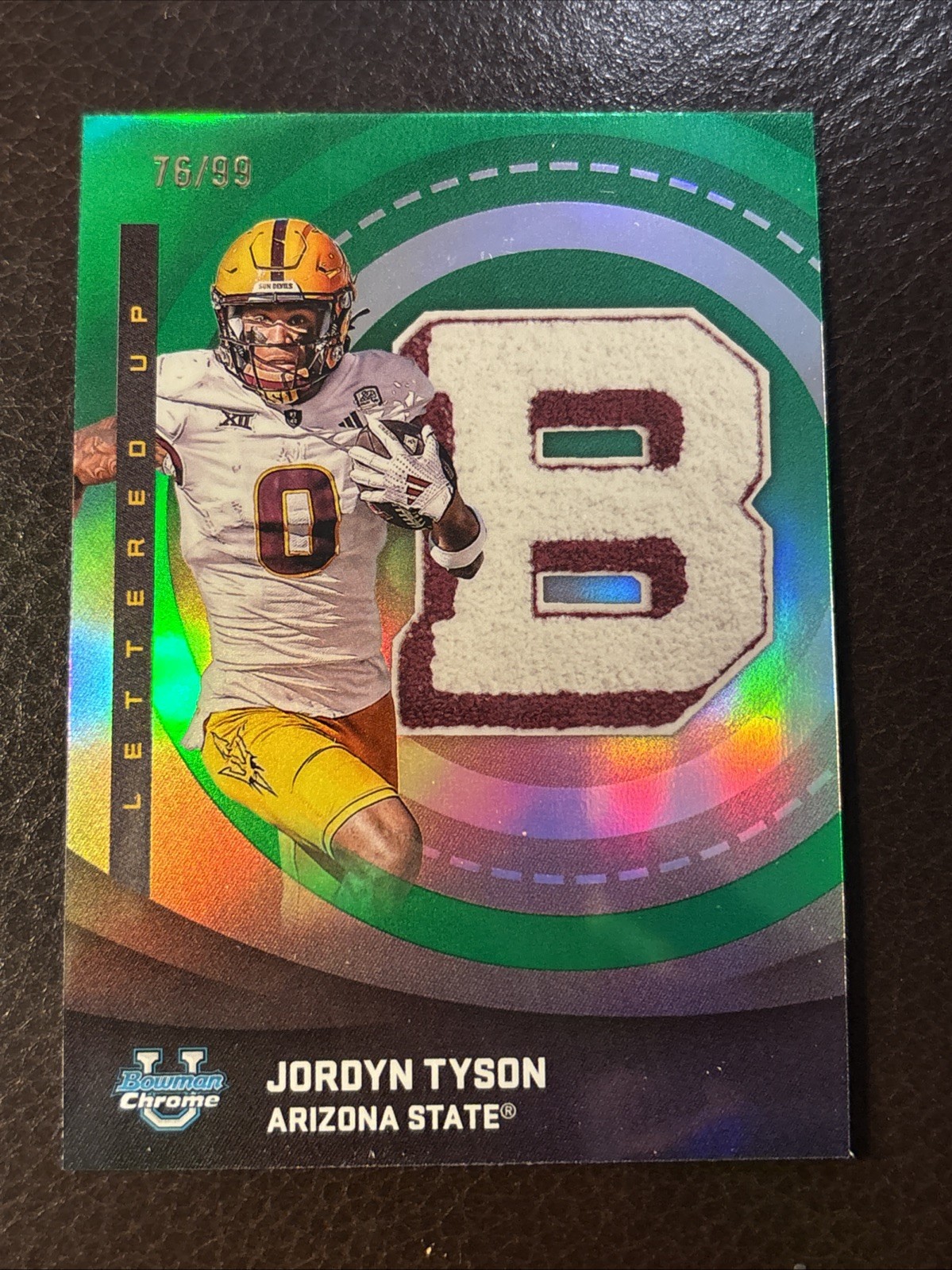 🔥Jordyn Tyson /99🔥2025 Bowman U Chrome 1st Lettered Up GREEN Arizona State🔥