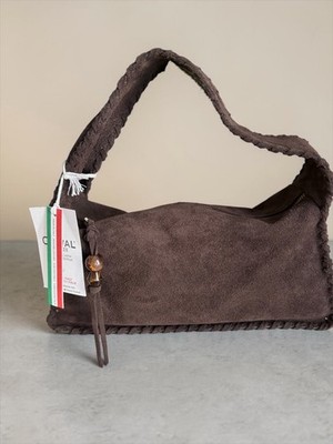   Cheval Firenze   Shoulder Bag Dark Brown Suede Beaded Tassel Made In Italy
