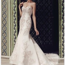 Casa Blanca Bridal Ivory Beaded Strapless Wedding Gown Size 10 NWT