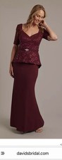 Formal Women  s Gown Mother Of The Bride. Burgundy. Size 18w. Hemmed For 5  5  