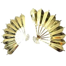 Vintage Set MCM Brass Fans Wall Hanging Art Gold Metal Hollywood Regency