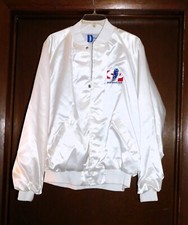 Vintage Men's Bomber Jacket Pla-Jac Dunbrooke White Satin EXUC Made In USA 2XL