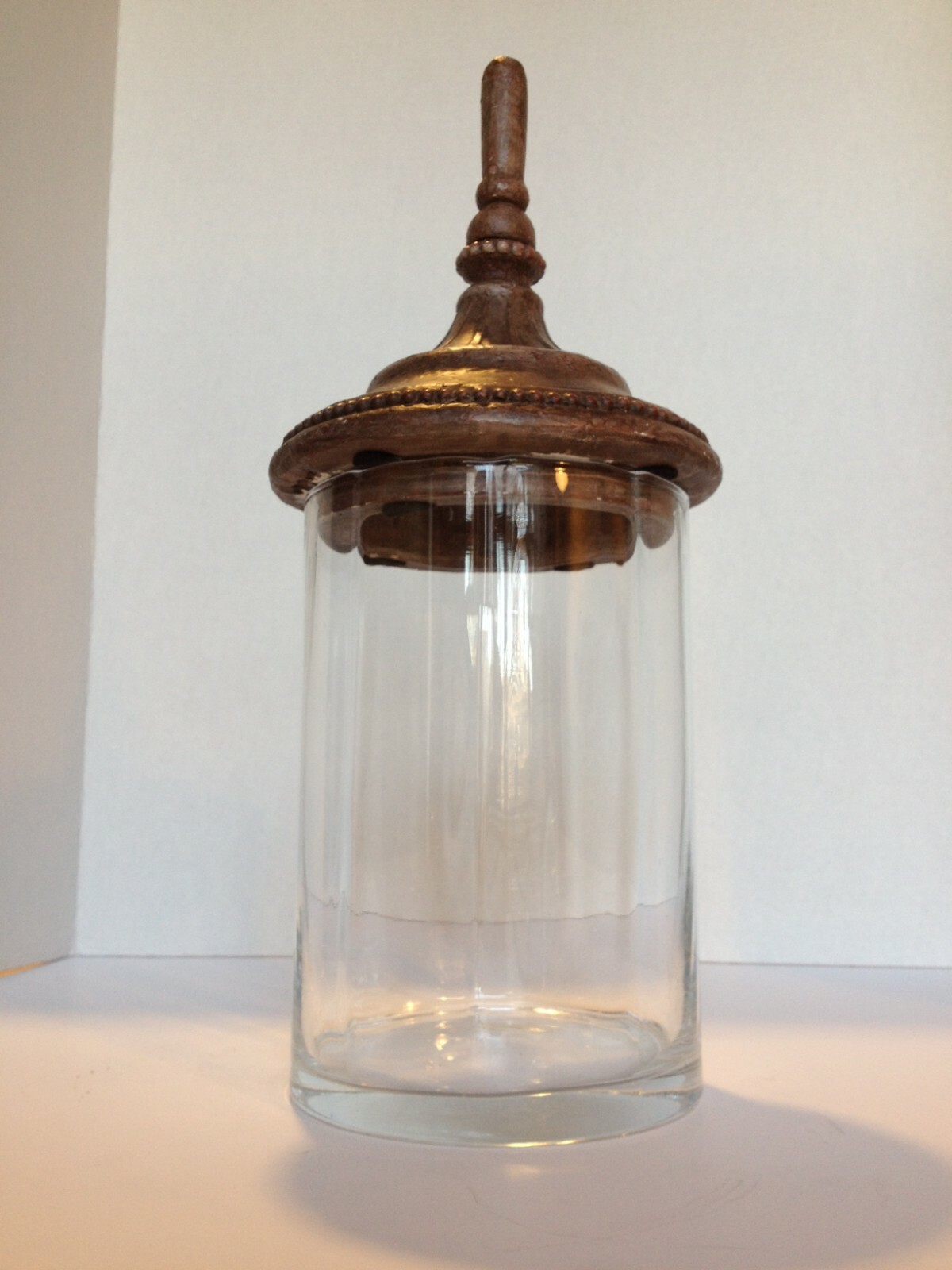 Decorative Designer Glass Jar with Stunning Gold Lid Upscale Decorating