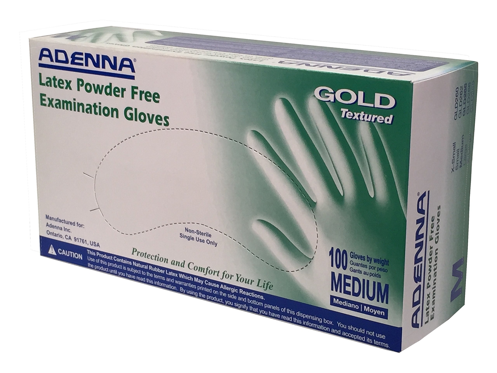 GLD265 Gold 6 mil -Free Latex Gloves, , White, Medium, Box of 100