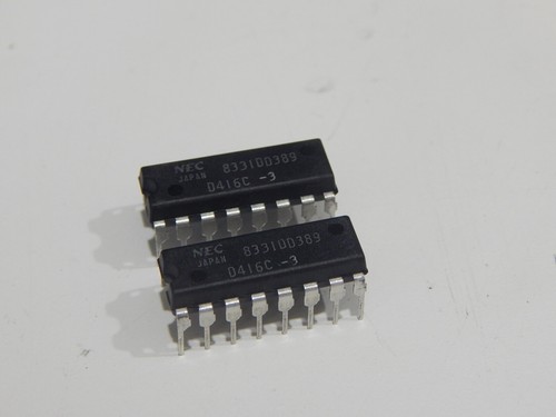 NEC UPD416C-3 D416C Dynamic RAM Page Mode 16K x 1, 16 Pin DIP - LOT OF 2 IC'S
