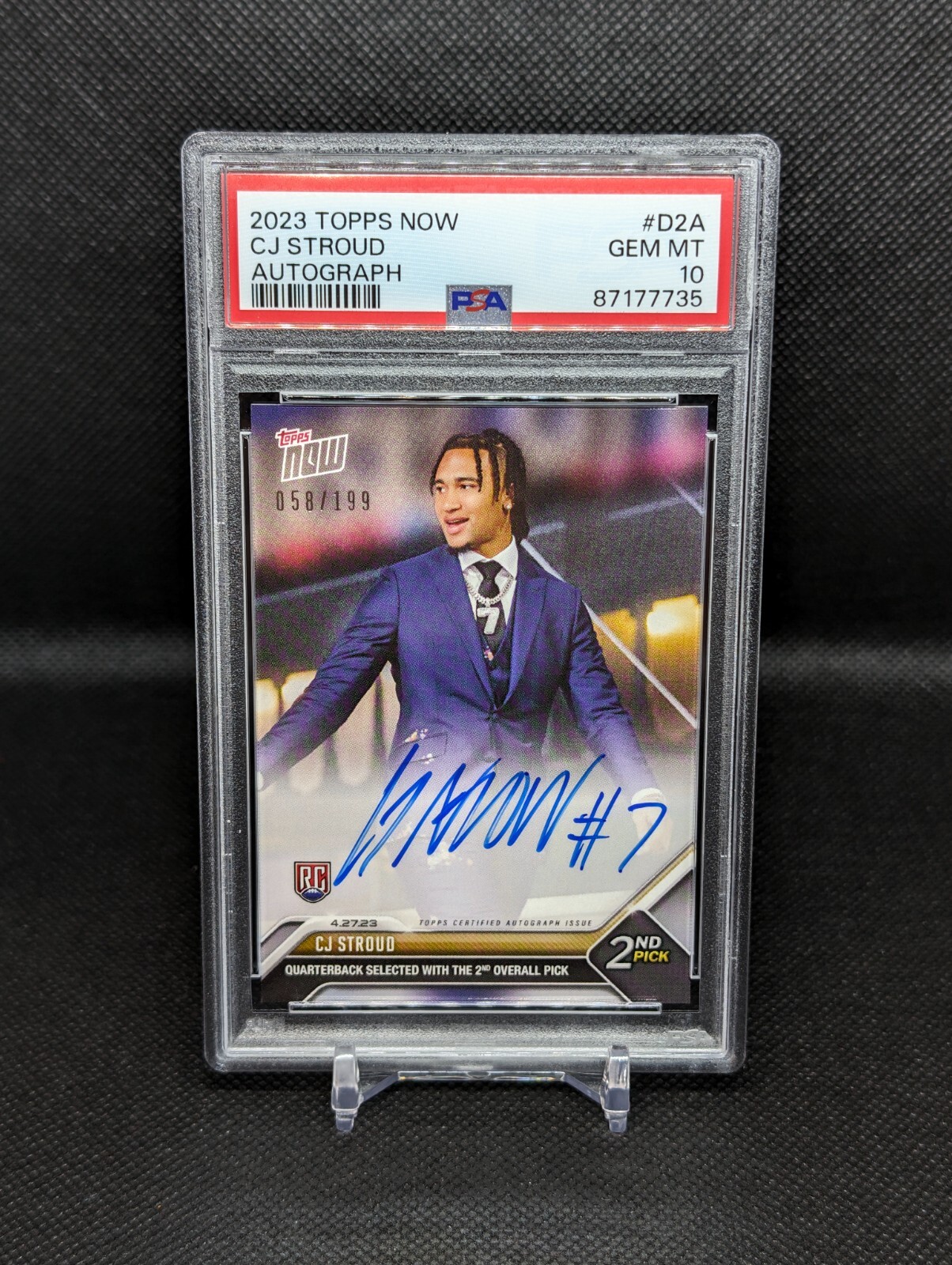 2023 Topps Now D2A CJ Stroud Autograph /199 PSA 10 Draft Pick