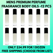 12 PACK Men's Fragrance Perfume Body Oil Premium Quality 10ml Roll-On 12 PACK