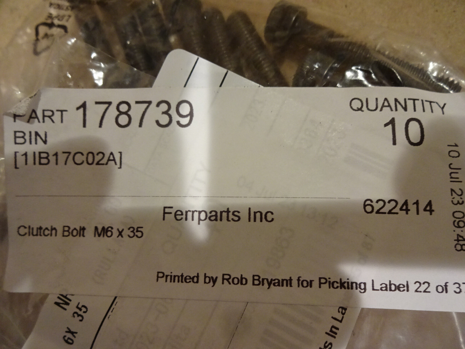 Ferrari 360  Clutch Bolts M6x35 (Bag Of 10 Bolts) P/N 178739