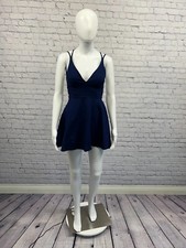 Lulus Believe in Love Skater Dress Navy Blue Backless Strappy Size S