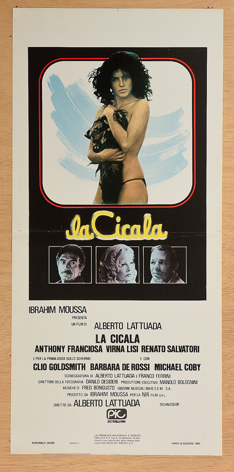 Locandina originale film La cicala (1980) - Regia di Alberto Lattuada