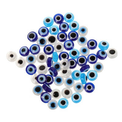  60 Stück Evil Eye-Perlen, handgefertigte Acrylperlen, flache, runde Evil