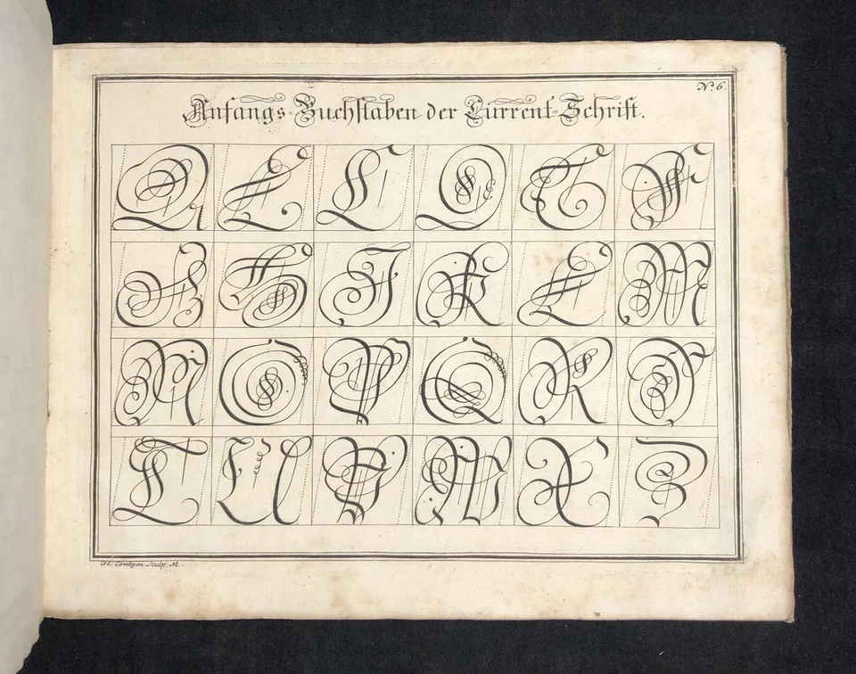 1760 Schirmer Handwriting School 54 Engraved Plates In German RARE Foto 4 de 4