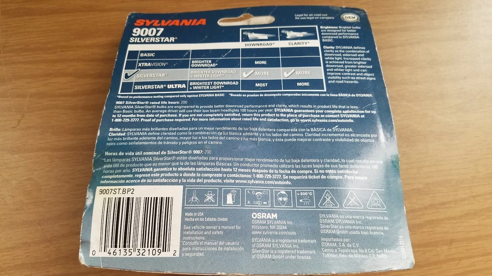 1 faro de lámpara halógena SilverStar Sylvania 9007 OEM nuevo Foto 2 de 4