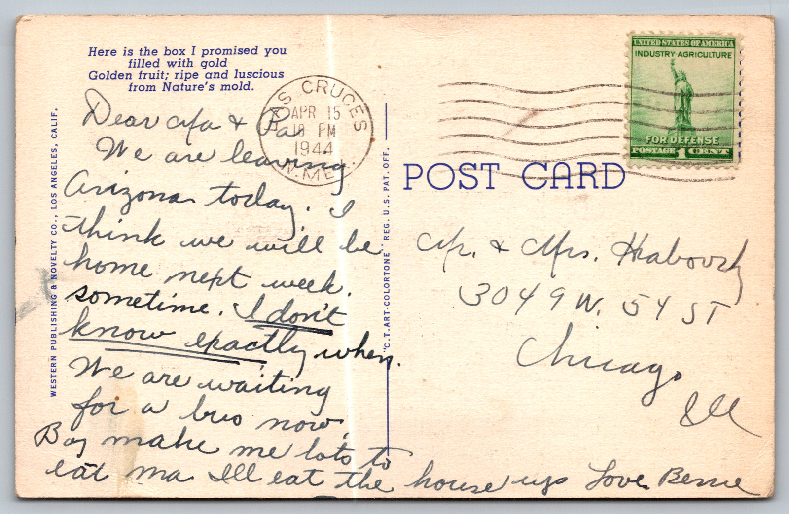 c1940s Sunkist Orange California Box Citrus Vintage Postcard