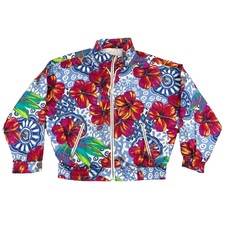 Vintage Andy Johns Jacket Womens Large Retro Floral Windbreaker 80s 90s