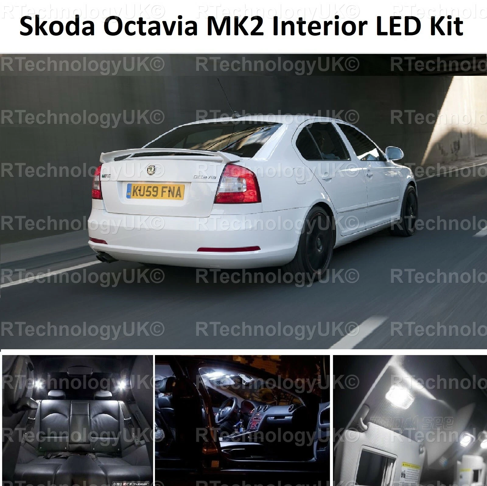 PREMIUM for SKODA OCTAVIA MK2 2004-2013 INTERIOR LED LIGHT KIT WHITE BULBS