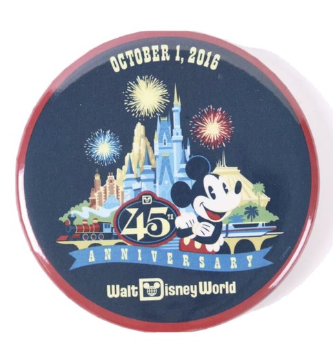 Walt Disney World 45th Anniversary Magic Kingdom Mickey Castle Disney Button