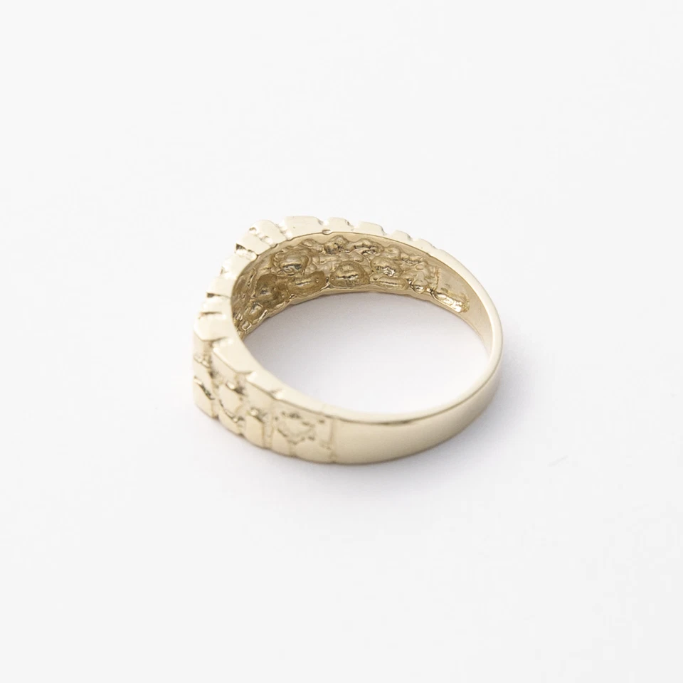 Rectangle Nugget Signet Ring Pinky Solid 10K Yellow Gold - Image 3 of 4