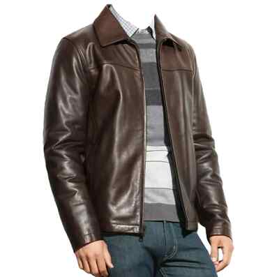 New Men Real Jacket Lambskin Brown Latest Fashion Genuine Leather Casual Biker