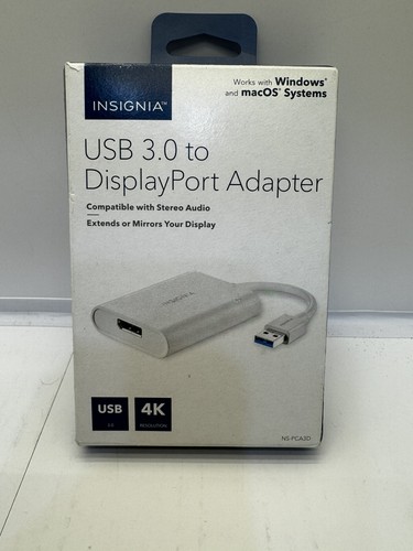 Insignia- USB 3.0 to DisplayPort Adapter - White New Open Box